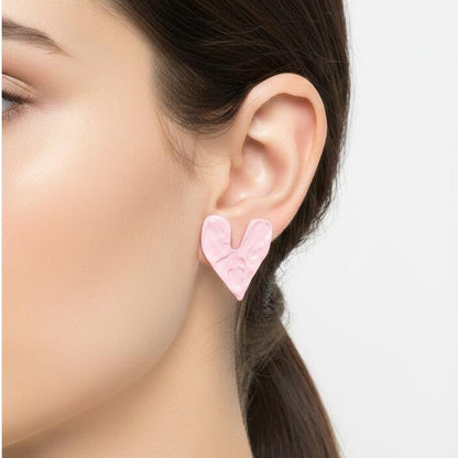 Pink Heart Stud Earrings