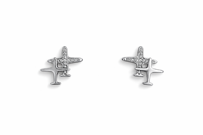 Diamond-encrusted airplane-style earrings