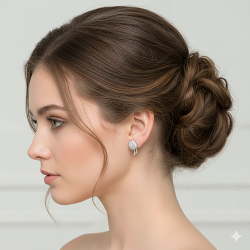 Tulip-shaped inlaid stud earrings