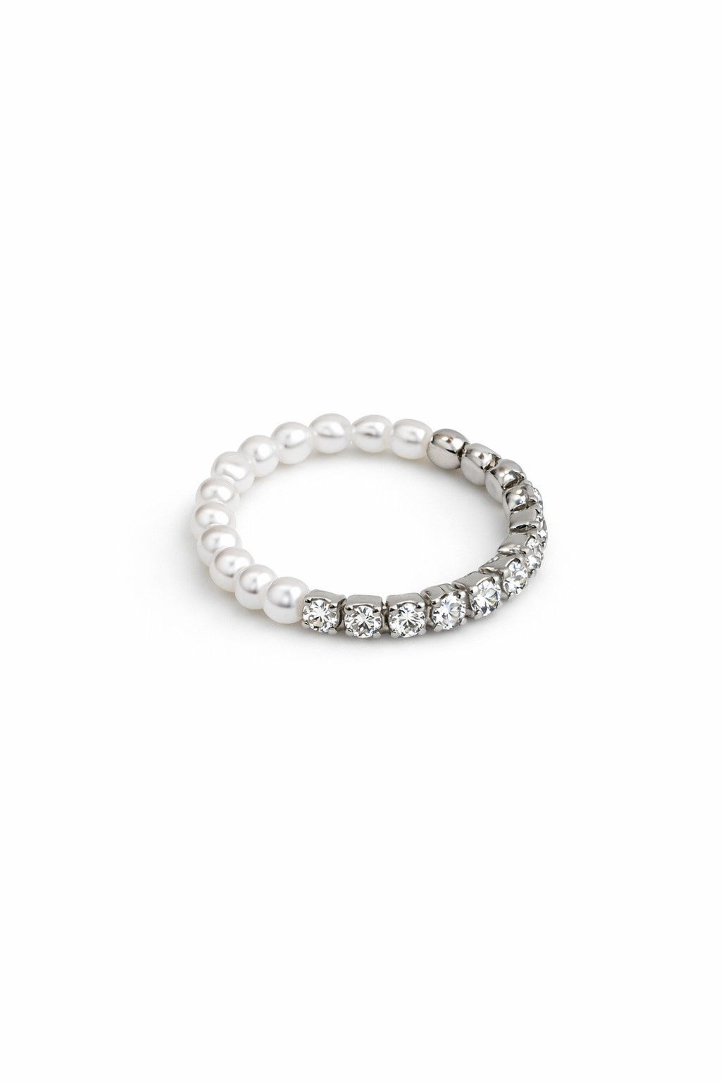 Pearl and rhinestone elastic ring