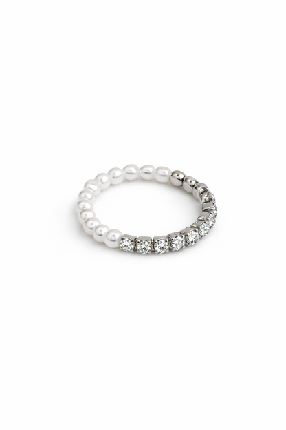 Pearl and rhinestone elastic ring