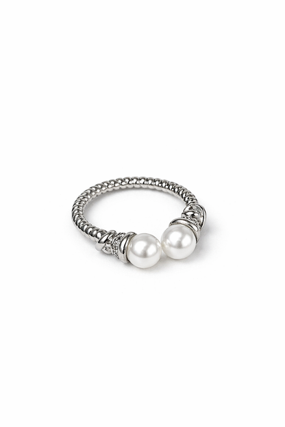 Double beaded twisted pattern opening ring