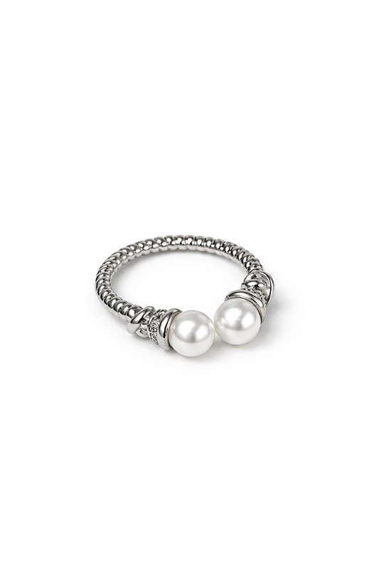 Double beaded twisted pattern opening ring