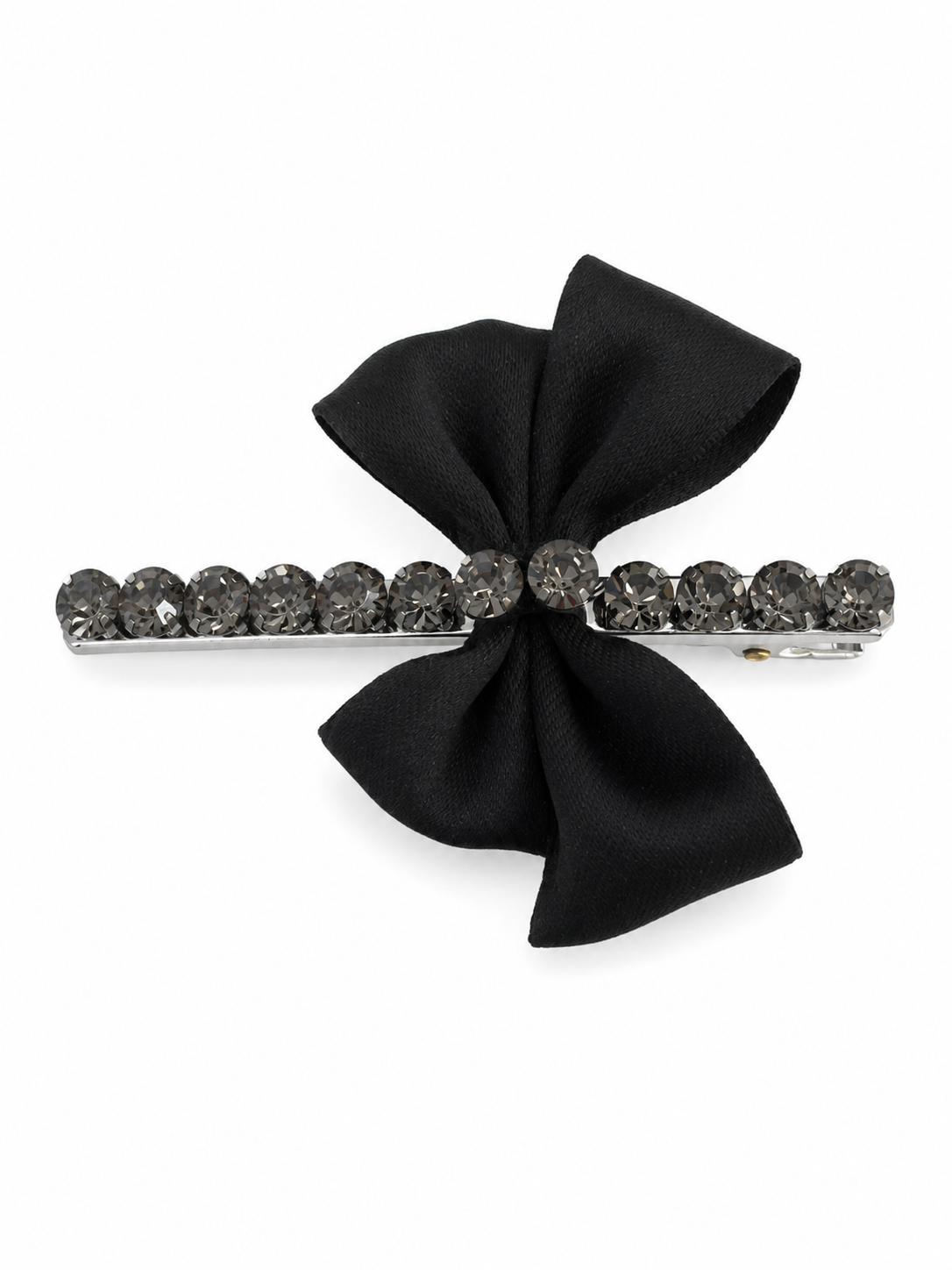 Korean Black Crystal Bow Hair Clip