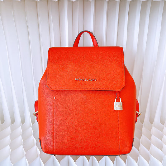 Michael Kors MK Hayes Medium Leather Backpack orange