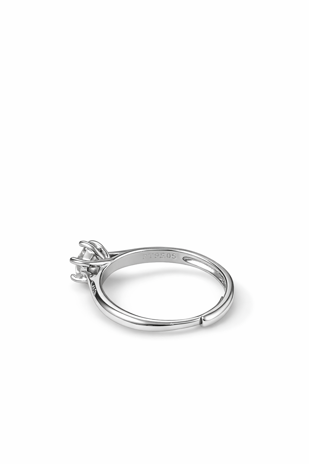 Silver six-claw inlaid ring