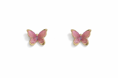 Pink butterfly earrings