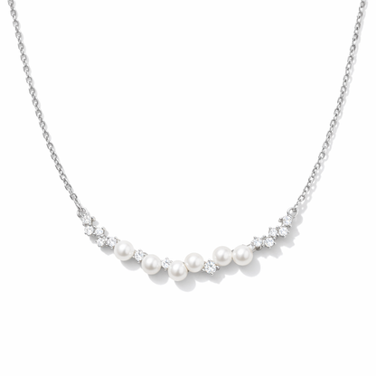 Pearls and diamonds Crossbar necklace