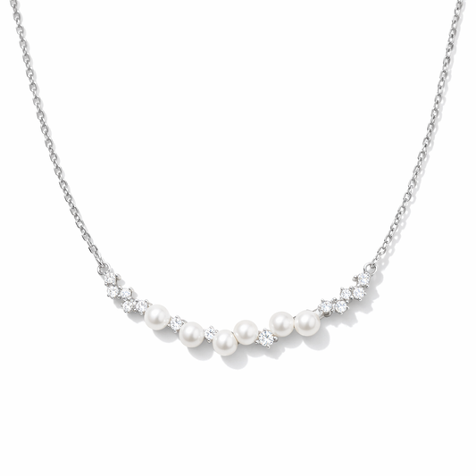Pearls and diamonds Crossbar necklace