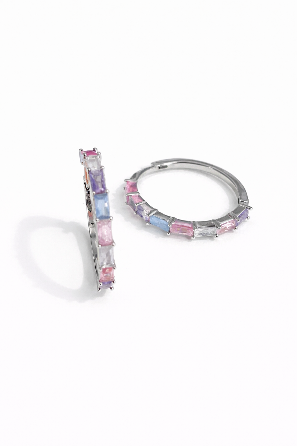 baguette-cut hoop earrings