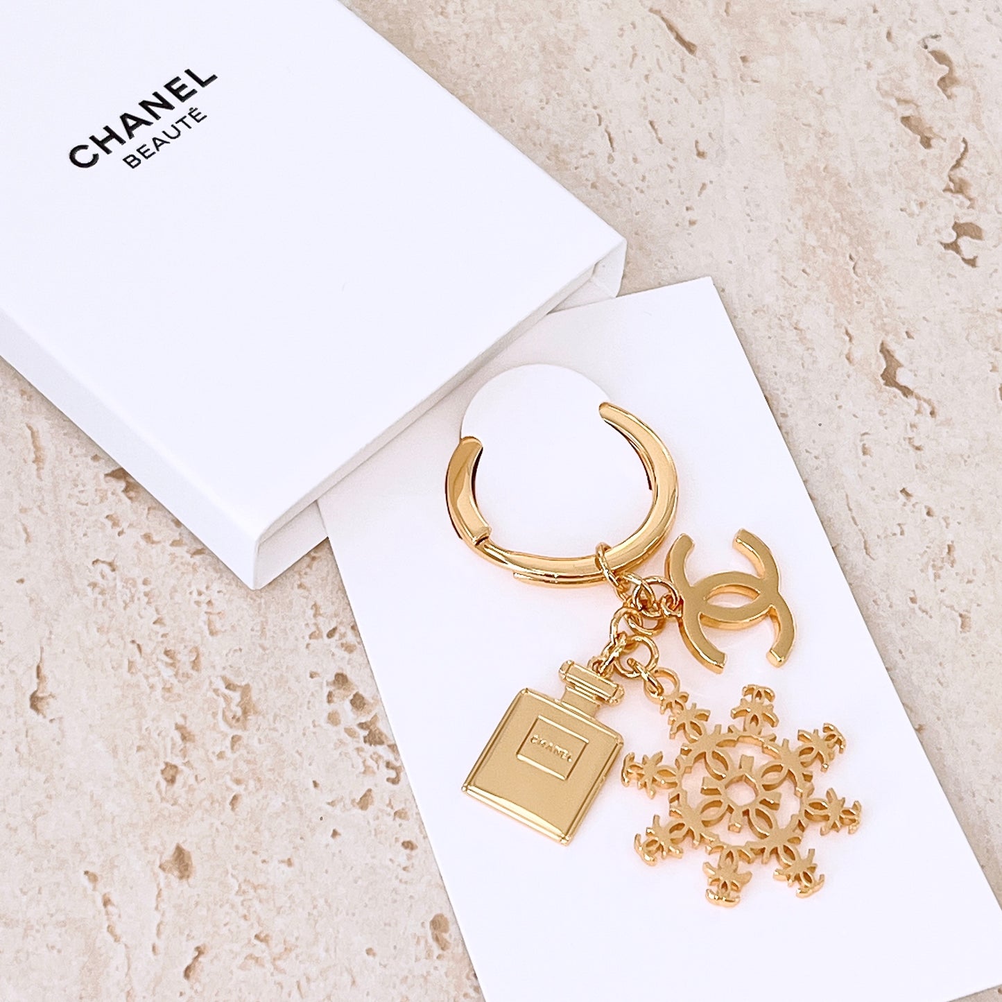 Chanel Vip Christmas Snowflake Metal Pendant 
Perfume Bottle Keychain
