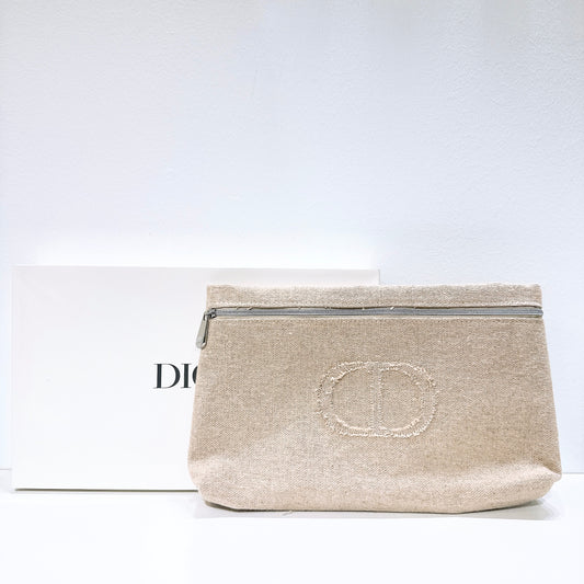 Dior Beauty Simple Linen Large Size Cosmetic Bag, Travel Storage Bag