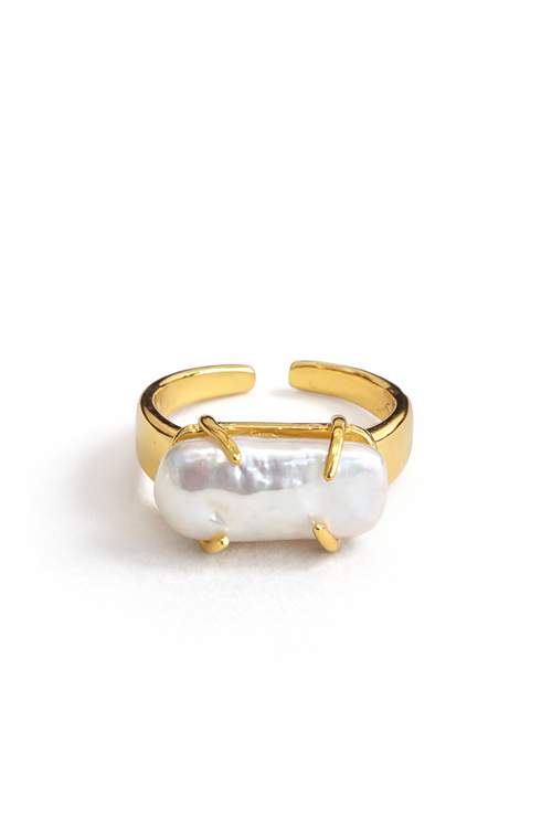 A different-shaped pearl ring