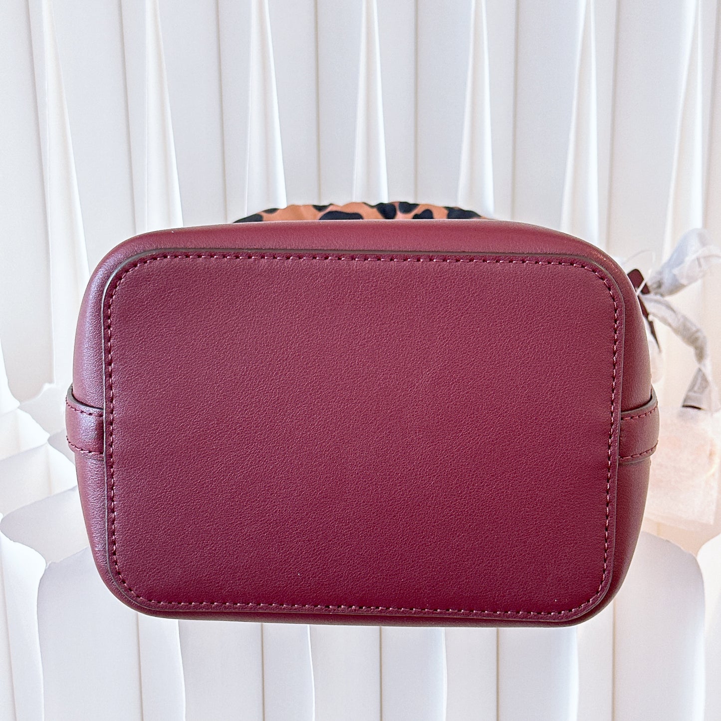 Michael Kors Leopard Print Bordeaux Bucket Shoulder Bag