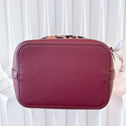 Michael Kors Leopard Print Bordeaux Bucket Shoulder Bag