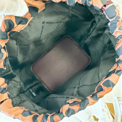 Michael Kors Leopard Print Bordeaux Bucket Shoulder Bag