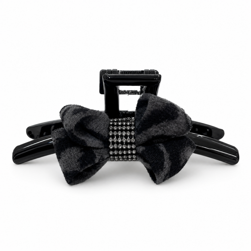 Velvet leopard-print bow Hair Clip