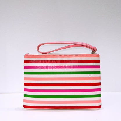 Kate Spade Rainbow striped canvas Large Pouch Wristlet
