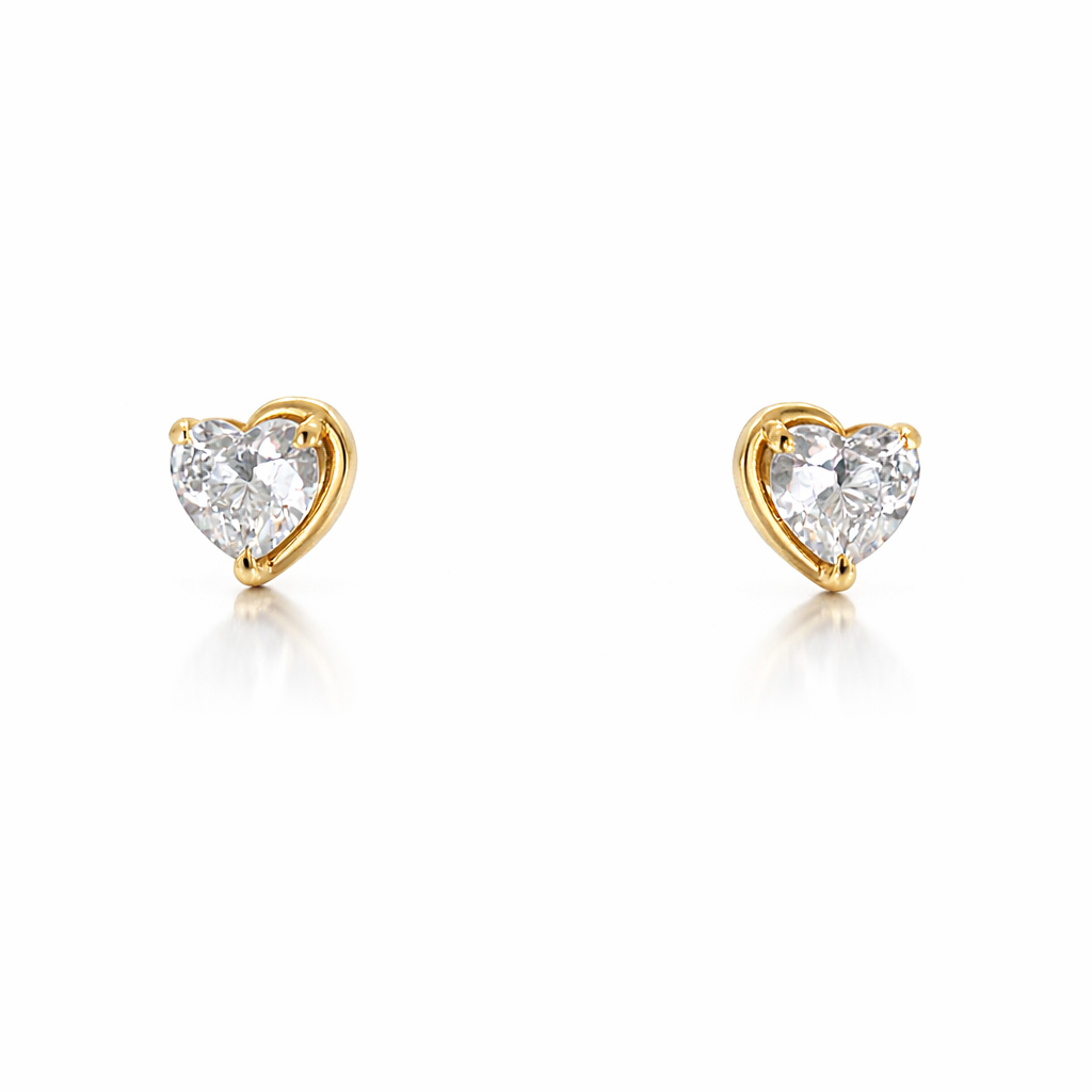 Heart-shaped diamond stud earrings