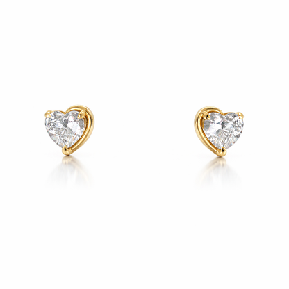 Heart-shaped diamond stud earrings