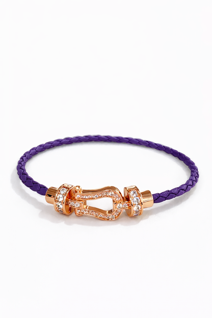 Horseshoe buckle Purple braided rope