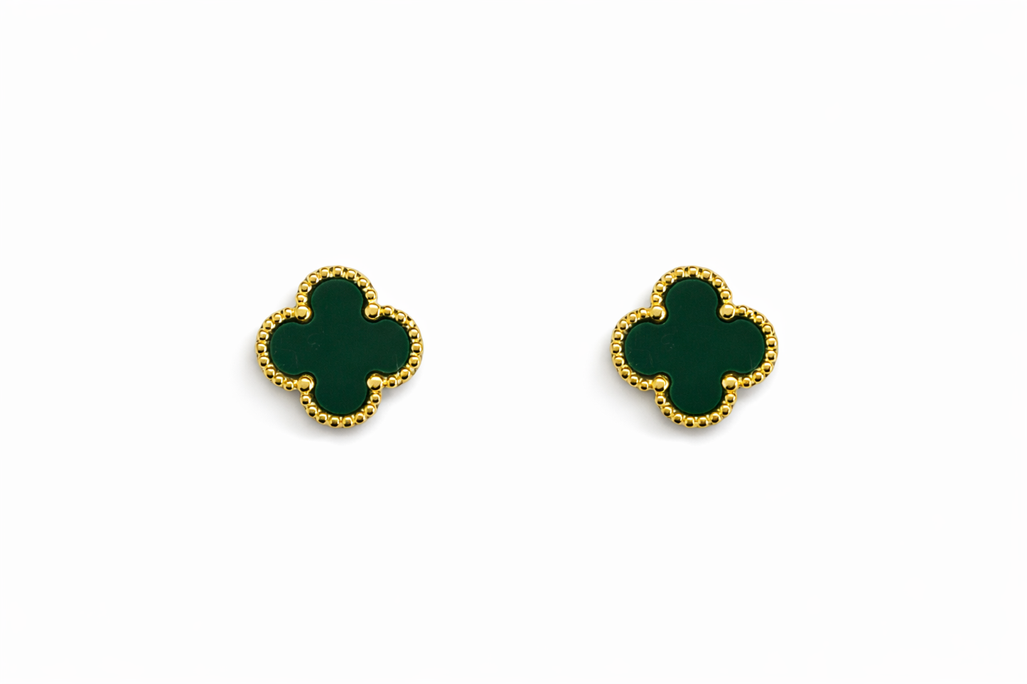 Green Clover Stud Earrings