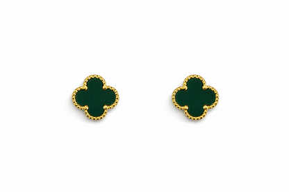Green Clover Stud Earrings
