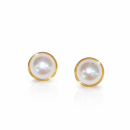 Vintage French-Style Gilded Mabe Pearl Studs