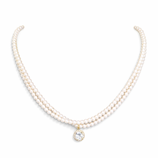 Double-strand pearl necklace