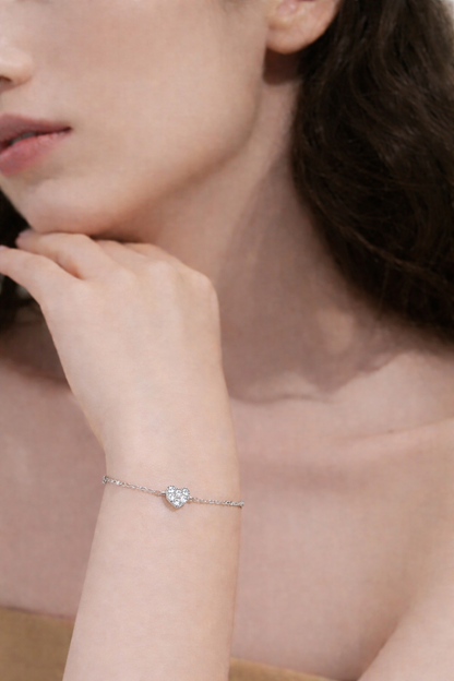 Heart-shaped silver bracelet
