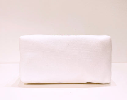 Miss Dior Logo Embroidered White Makeup Bag