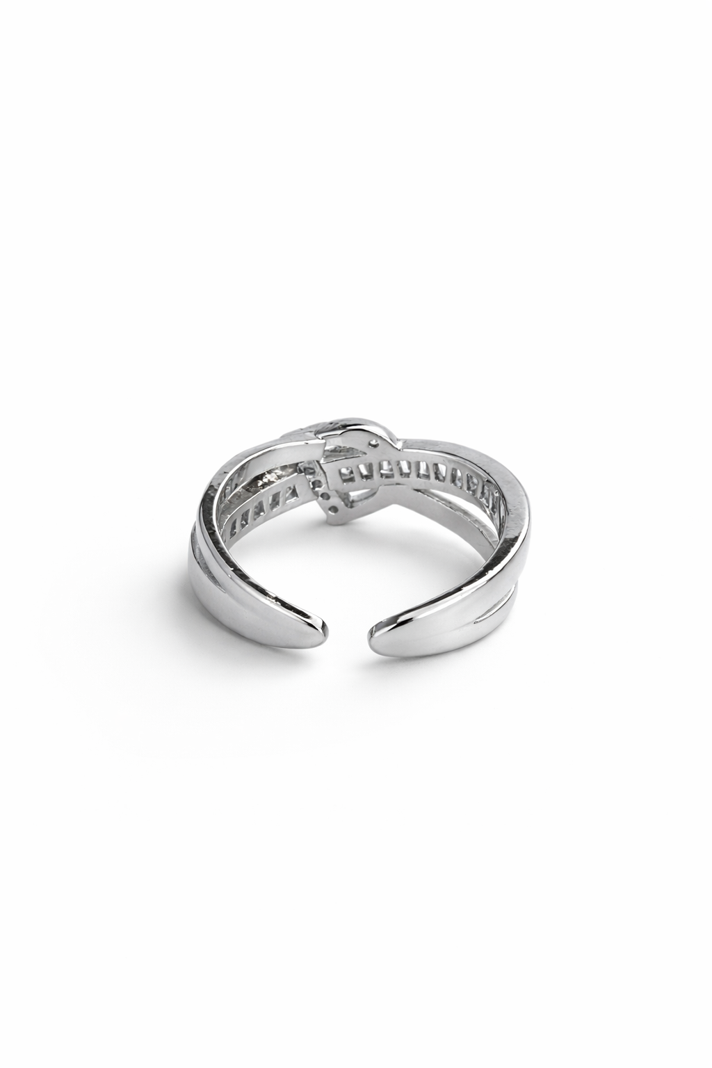 Rhinestone "D" letter double-layer open ring