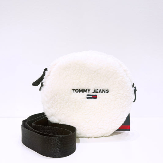 Tommy Jeans small imitation lambskin embroidery LOGO round cross-body bag
