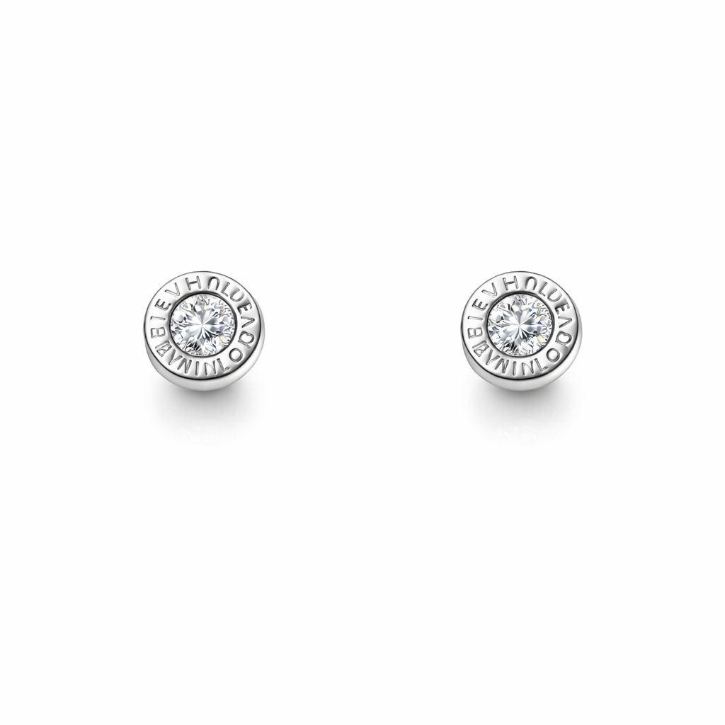 Classic dense white stud earrings