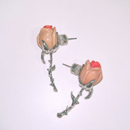 Rose Drop Stud Earrings