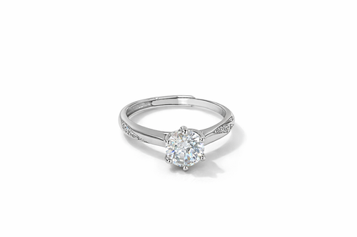 Silver six-claw inlaid ring