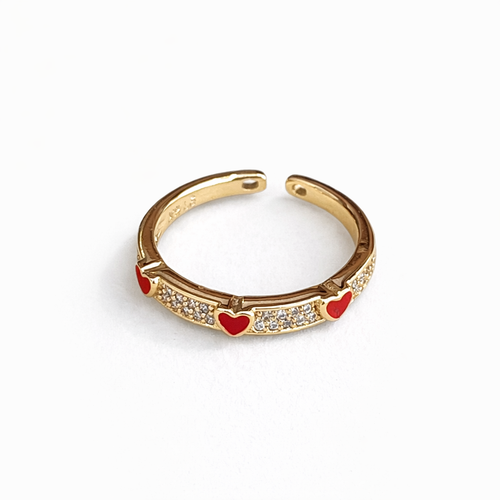 Golden open heart-shaped ring