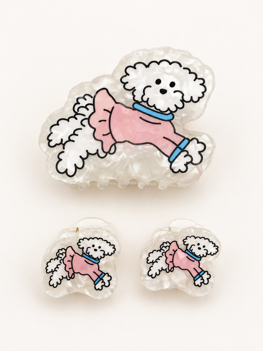 Set of acetate cat and dog hair clips