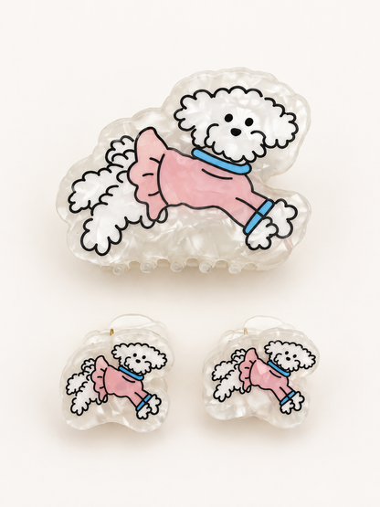 Set of acetate cat and dog hair clips