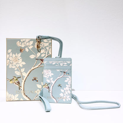 Estée Lauder Flower PU Leather Card Sleeve Wallet with Lanyard