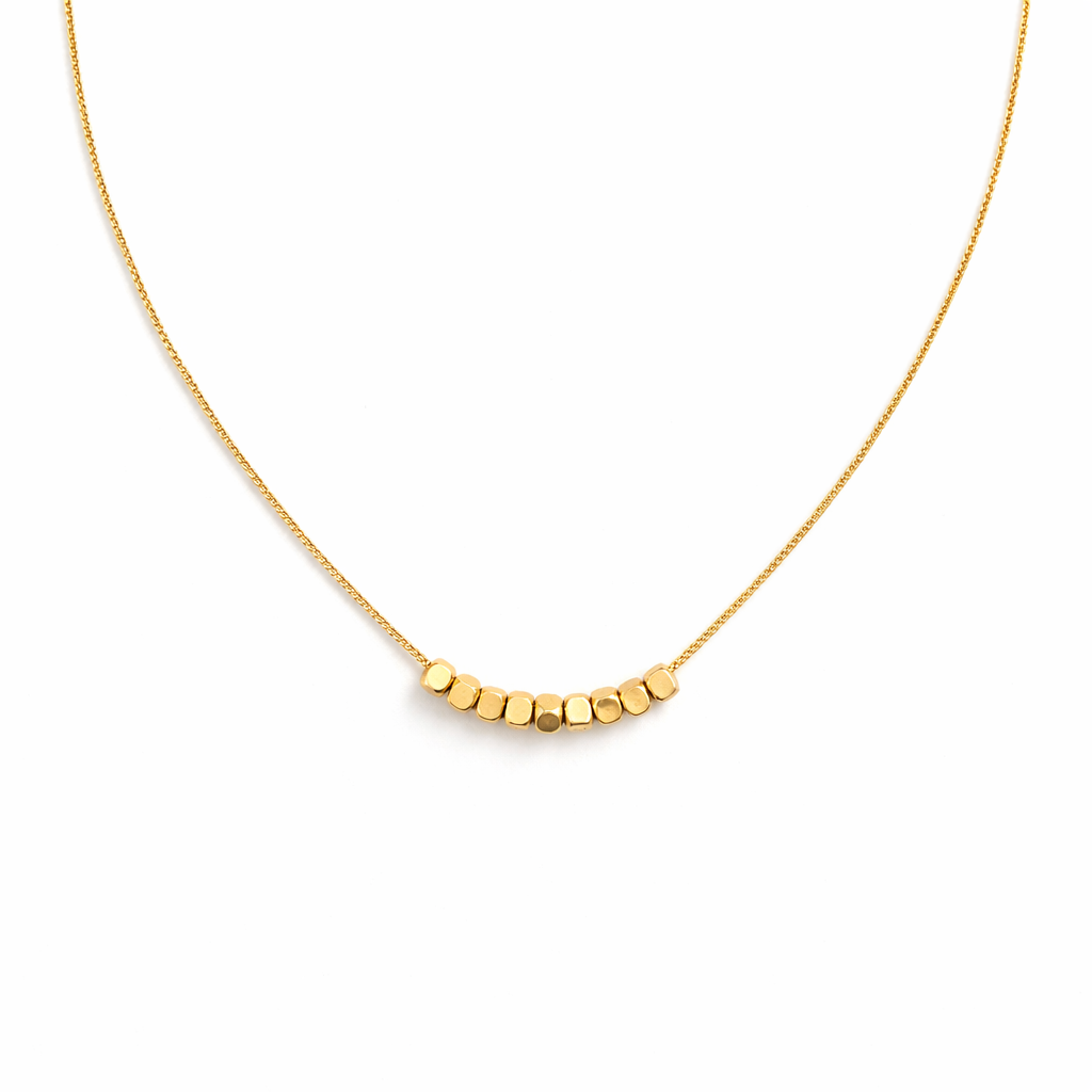 Golden small square beaded necklace