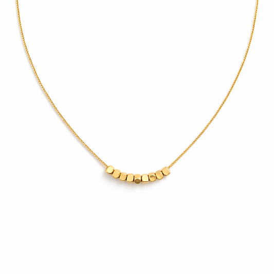 Golden small square beaded necklace