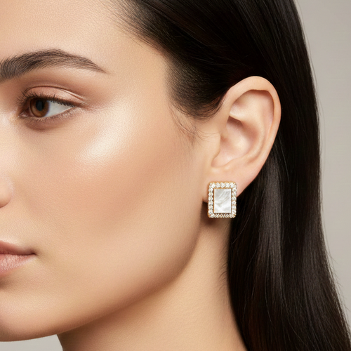 Ethereal Mother of Pearl Geometric Studs
