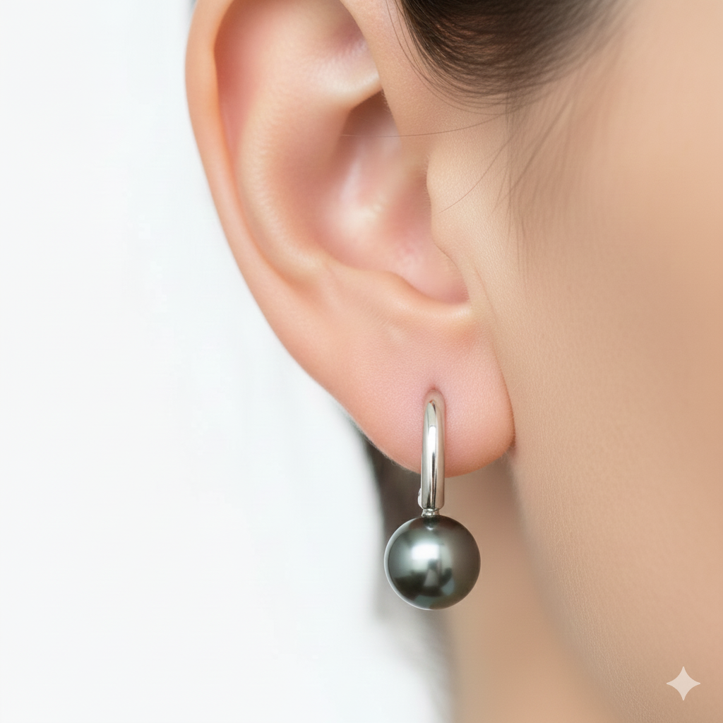 Minimalist Curved Tahitian Pearl Earrings