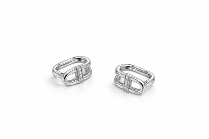 Silver U-shaped diamond earrings