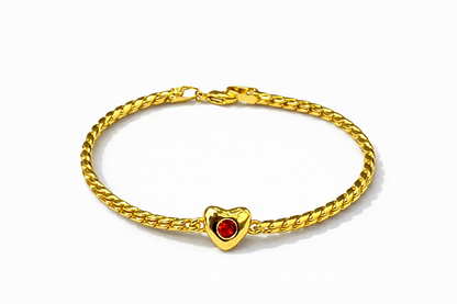 Heart-shaped birthstone pendant bracelet