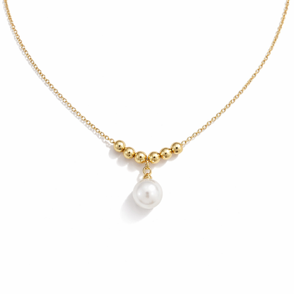 Gold beaded pearl necklace