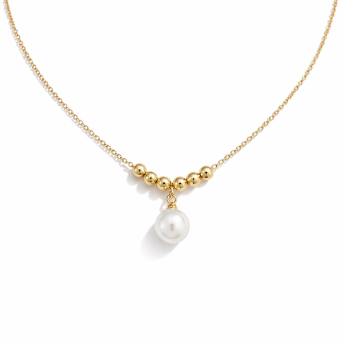Gold beaded pearl necklace