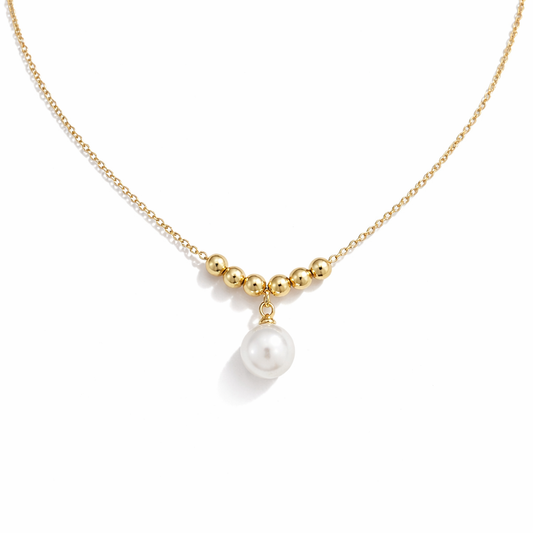 Gold beaded pearl necklace