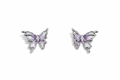 Purple butterfly earrings